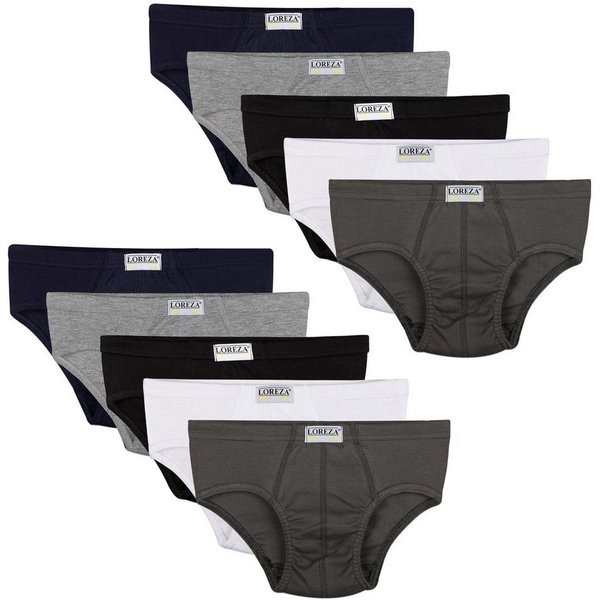LOREZA Slip 10er Set Jungen Slips 100% Baumwolle - Basics - Bunt (Set, 10-St)