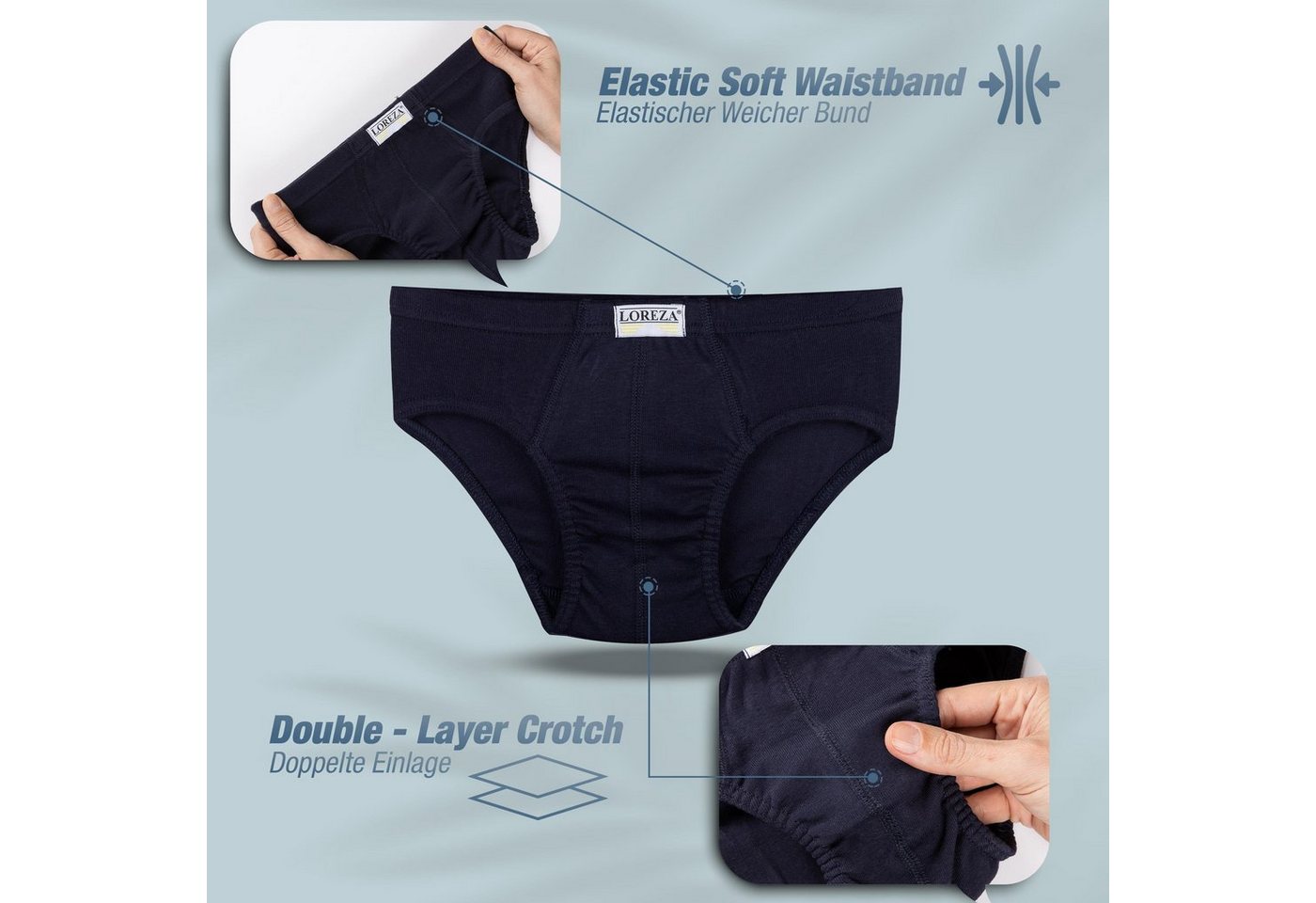 LOREZA Slip 10er Set Jungen Slips 100% Baumwolle - Basics - Bunt (Set, 10-St) – Bild 4 von 5