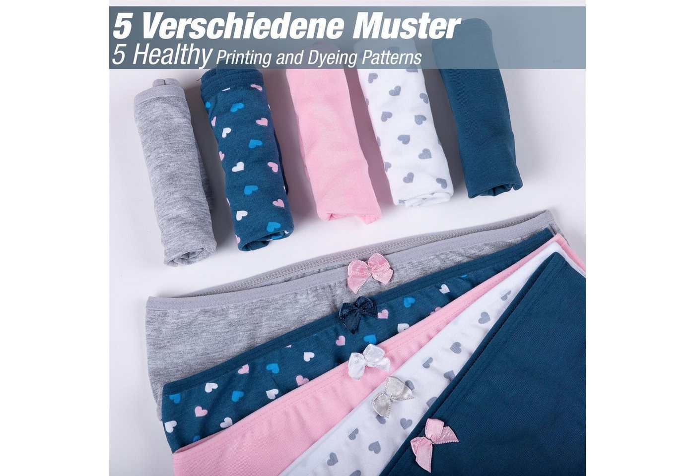 LOREZA Slip 10er Set Mädchen Slips - Herz - Bunt (Spar-Packung, 10-St) – Bild 2 von 5