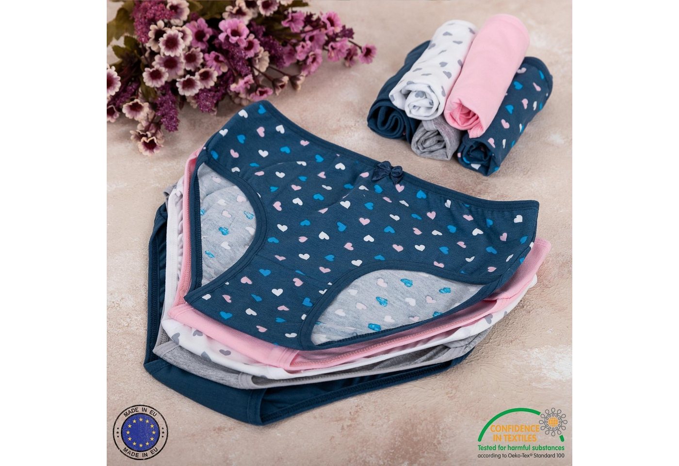 LOREZA Slip 10er Set Mädchen Slips - Herz - Bunt (Spar-Packung, 10-St) – Bild 3 von 5