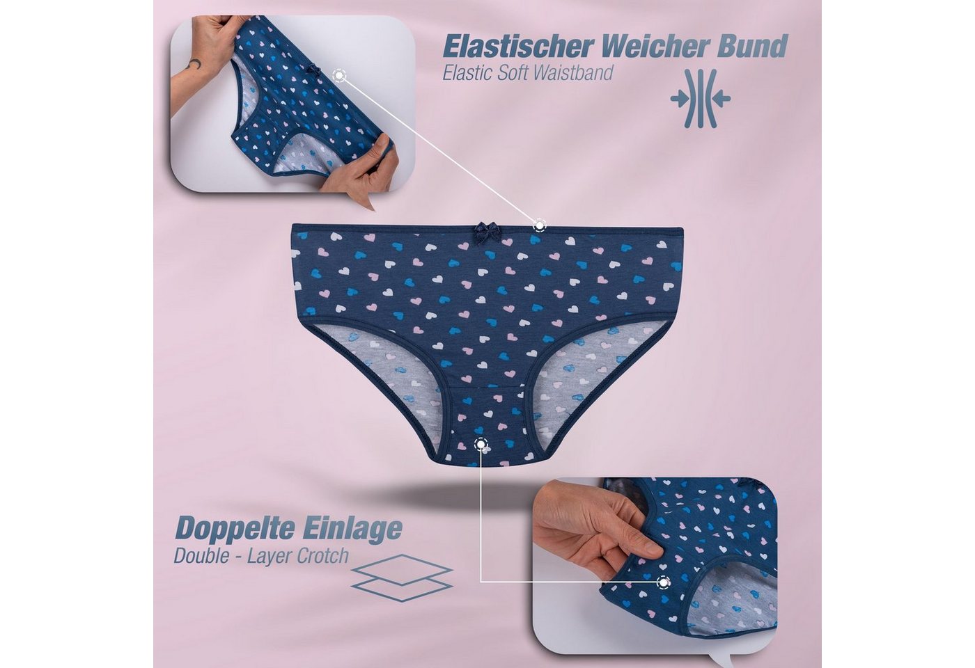 LOREZA Slip 10er Set Mädchen Slips - Herz - Bunt (Spar-Packung, 10-St) – Bild 4 von 5