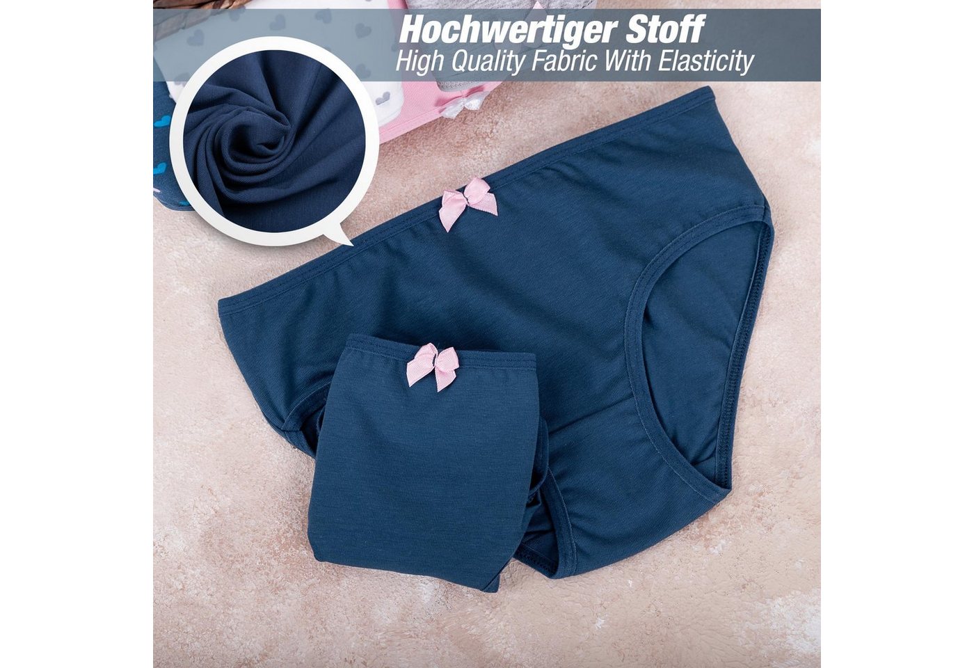 LOREZA Slip 10er Set Mädchen Slips - Herz - Bunt (Spar-Packung, 10-St) – Bild 5 von 5