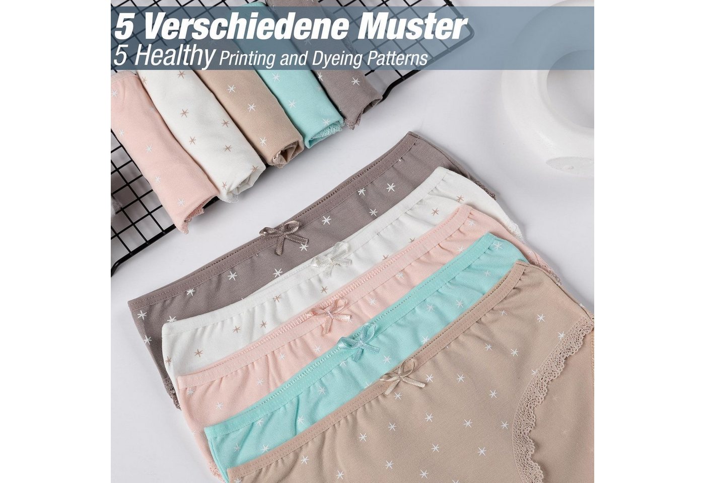 LOREZA Slip 10er Set Mädchen Slips - Sterne - Bunt (Spar-Packung, 10-St) – Bild 2 von 5