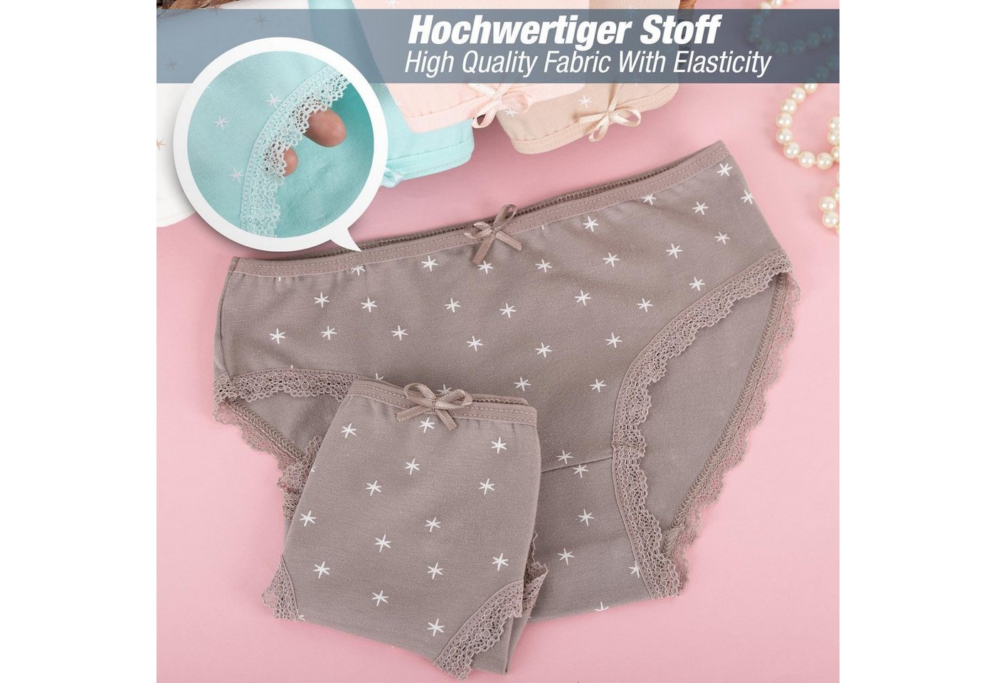 LOREZA Slip 10er Set Mädchen Slips - Sterne - Bunt (Spar-Packung, 10-St) – Bild 3 von 5