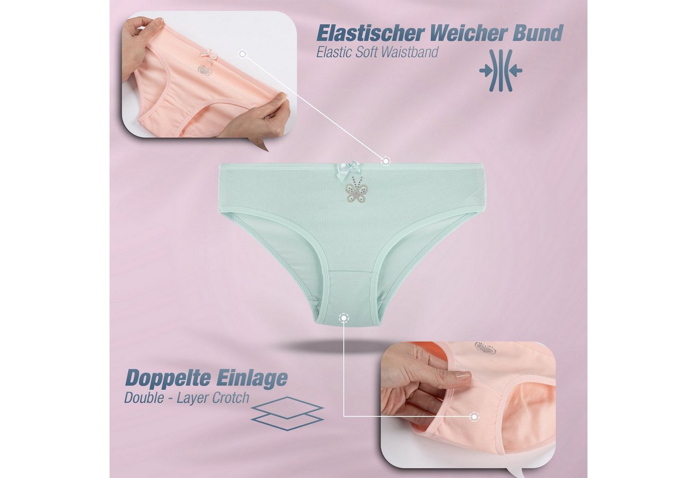 LOREZA Slip 10er Set Mädchen Slips - Strass - Bunt (Spar-Packung, 10-St) – Bild 5 von 5