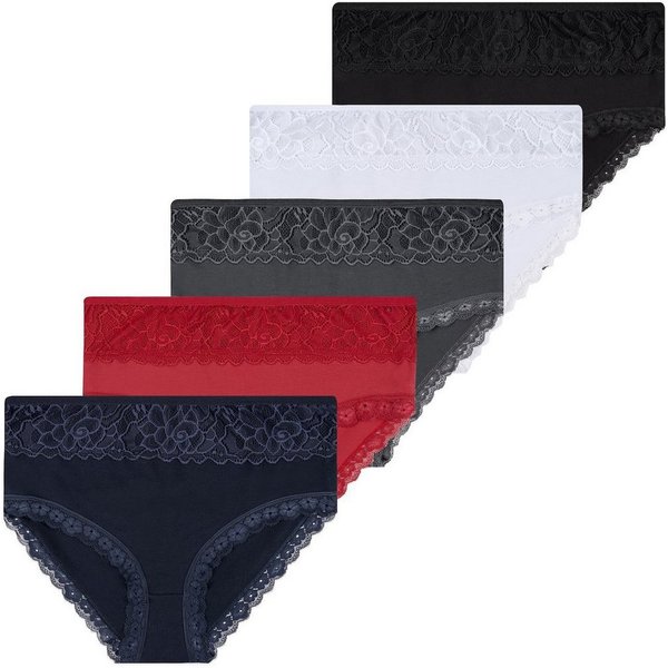 LOREZA Taillenslip 5er Set Taillen Slips - Spitze - Bunt (Packung, 5-St)
