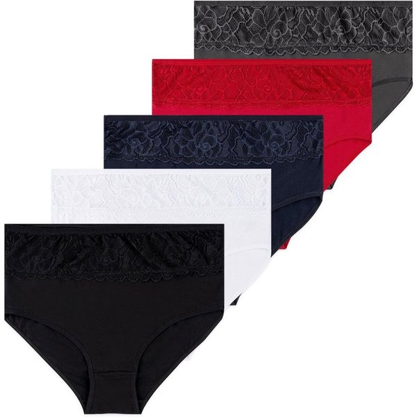 LOREZA Taillenslip 5er Set Taillen Slips - Spitze - Bunt