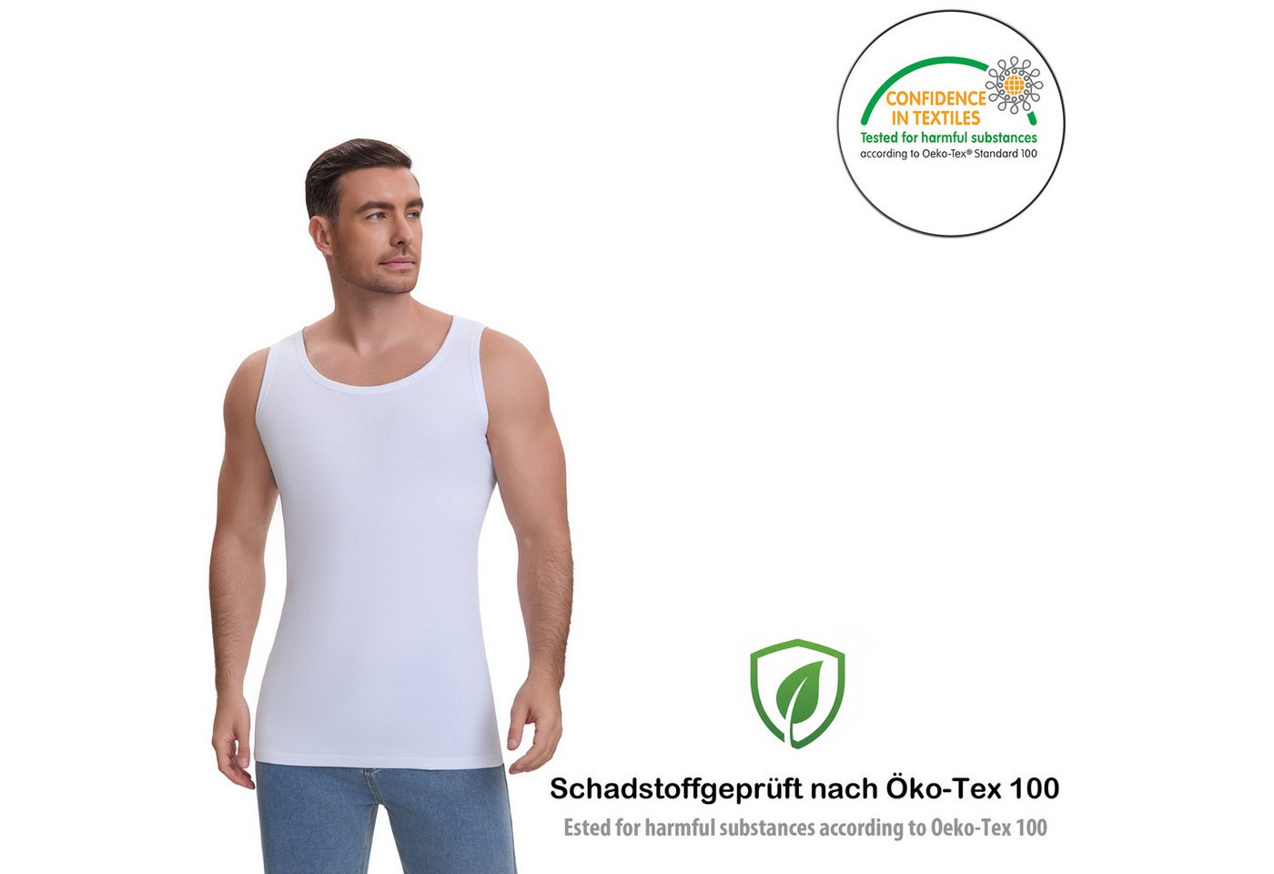 LOREZA Unterhemd 4er Set Unterhemden Feinripp extralong - Basics - Bunt (Spar-Packung, 4-St., 4er Pack) – Bild 3 von 5