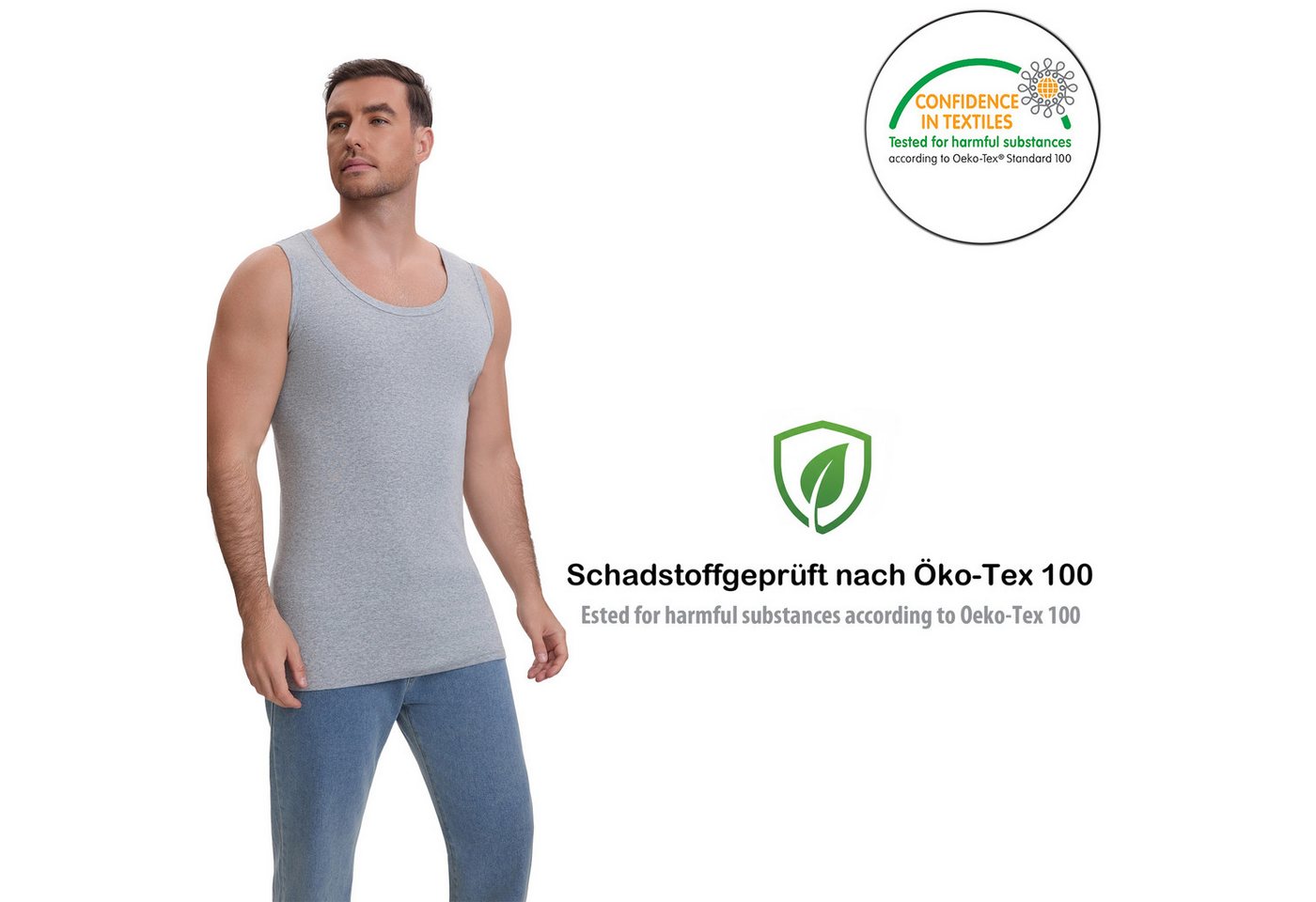 LOREZA Unterhemd 4er Set Unterhemden Feinripp extralong - Basics - Bunt (Spar-Packung, 4-St., 4er Pack) – Bild 3 von 5