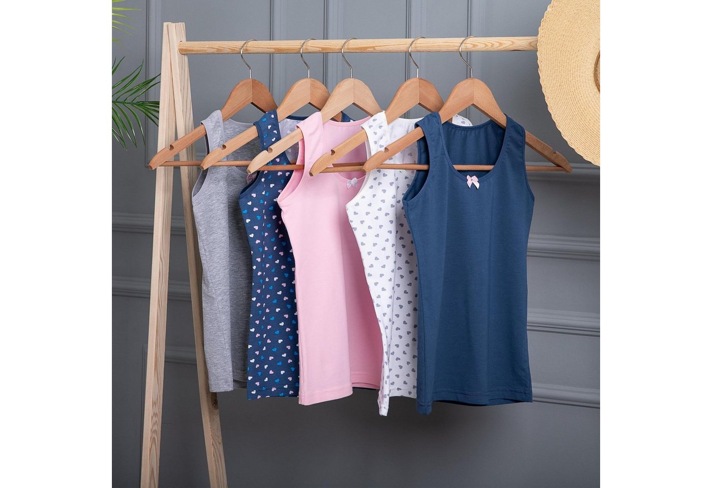 LOREZA Unterhemd 5er Set Mädchen Unterhemden - Herz - Bunt (Set, 5-St., 5er-Pack) – Bild 3 von 5