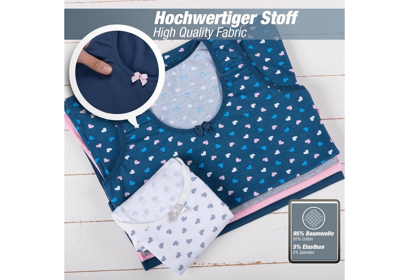 LOREZA Unterhemd 5er Set Mädchen Unterhemden - Herz - Bunt (Set, 5-St., 5er-Pack) – Bild 5 von 5