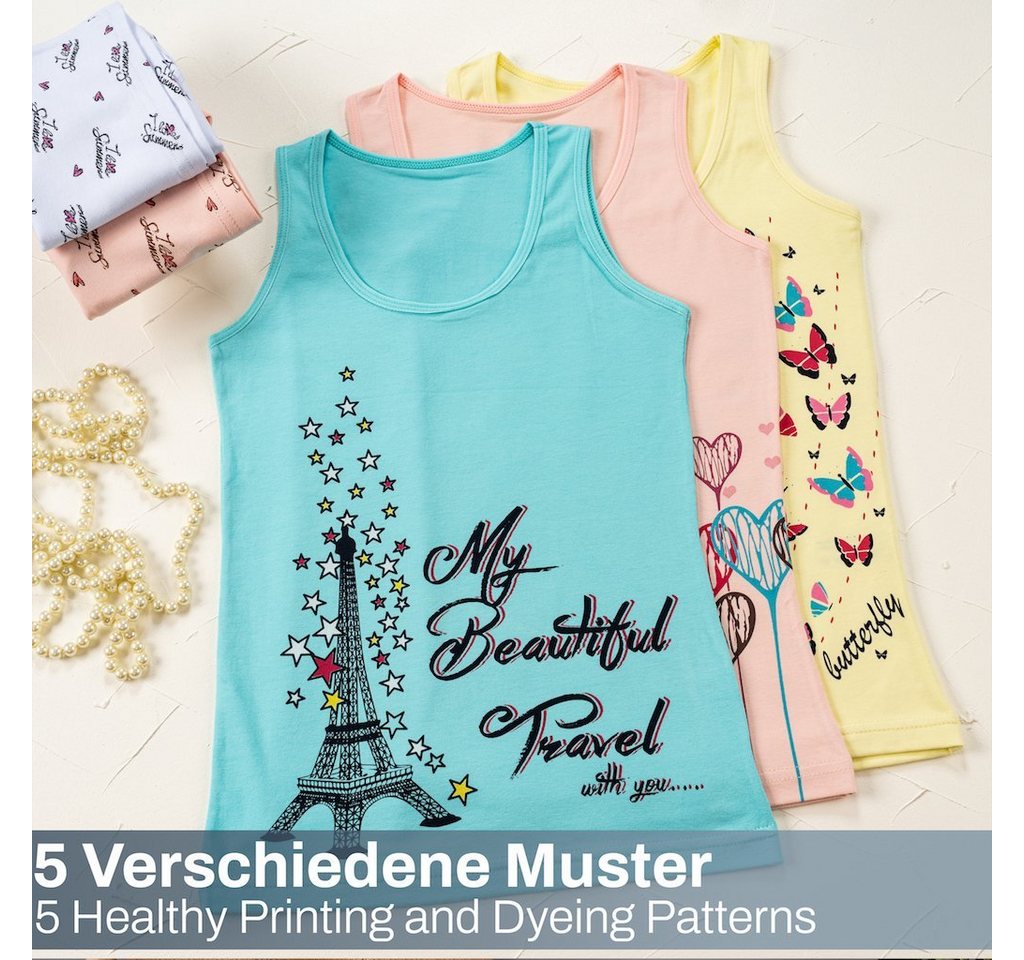 LOREZA Unterhemd 5er Set Mädchen Unterhemden - Mix - Bunt (Set, 5-St., 5er-Pack) – Bild 2 von 5