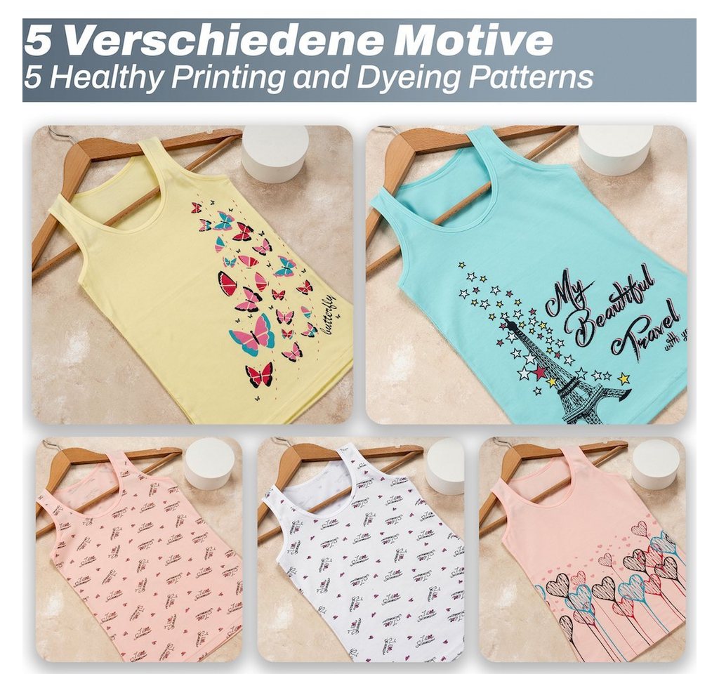 LOREZA Unterhemd 5er Set Mädchen Unterhemden - Mix - Bunt (Set, 5-St., 5er-Pack) – Bild 3 von 5