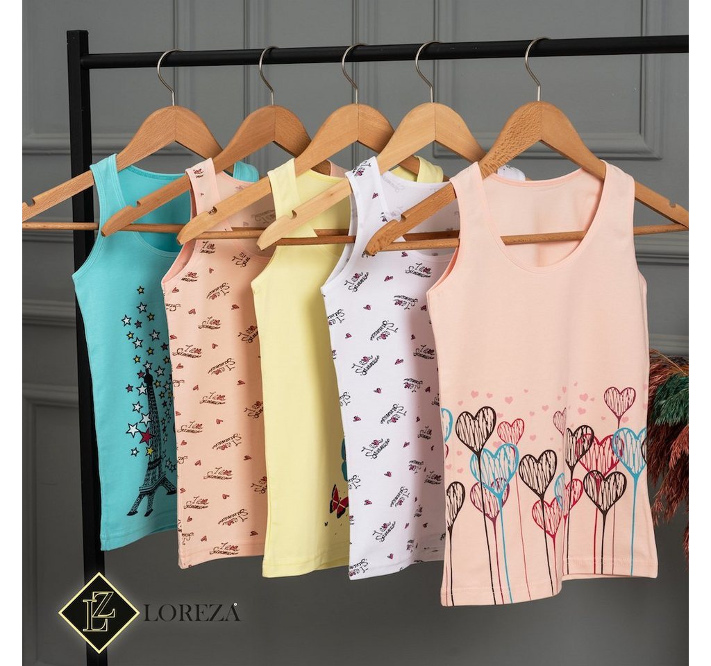 LOREZA Unterhemd 5er Set Mädchen Unterhemden - Mix - Bunt (Set, 5-St., 5er-Pack) – Bild 4 von 5