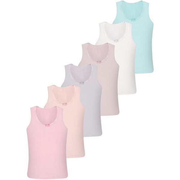 LOREZA Unterhemd 6 Mädchen Unterhemden aus Baumwolle Basics 92-170 (Set, 6-St., 6er-Pack)