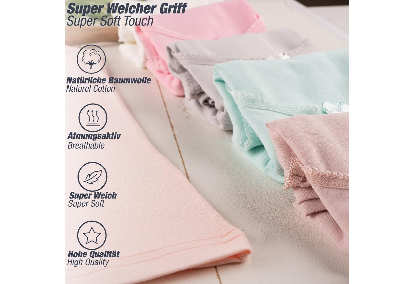 LOREZA Unterhemd 6 Mädchen Unterhemden aus Baumwolle Basics 92-170 (Set, 6-St., 6er-Pack) – Bild 3 von 5