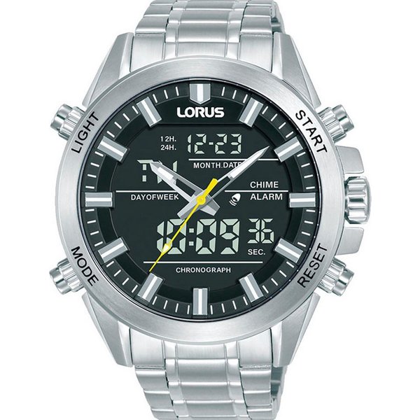 LORUS Digitaluhr RW663AX9, Quarzuhr, Armbanduhr, Herrenuhr, Edelstahlarmband, digital, analog