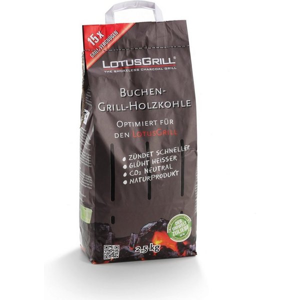 LotusGrill Holzkohle Buchenholzkohle 2,5kg für LotusGrill