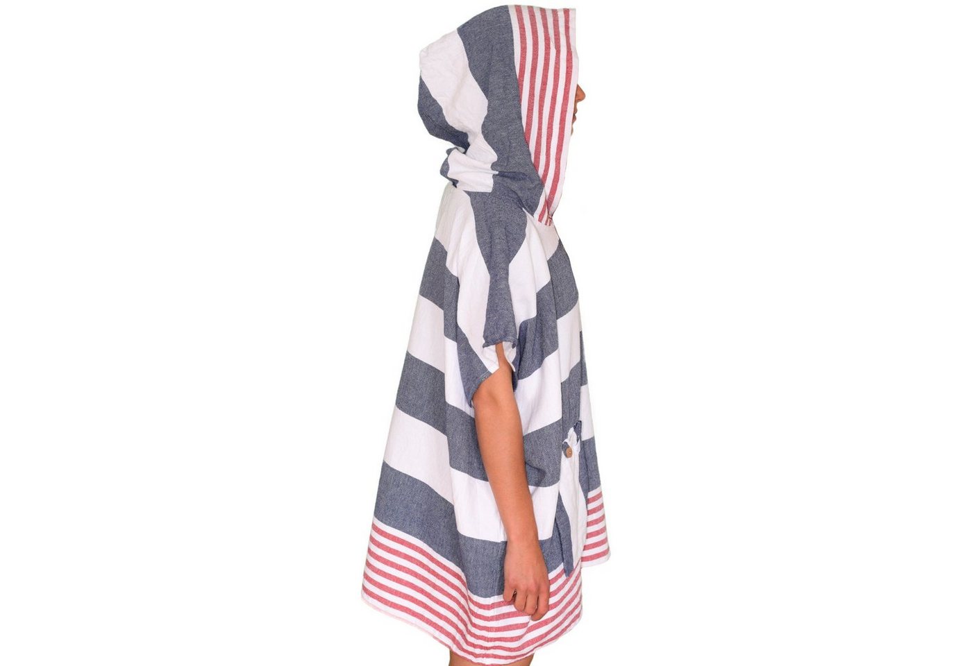Lou-i Badeponcho Badeponcho bunt gestreift Made in Germany Surfponcho - Badeumhang, Kapuze, mit Kapuze und Tasche – Bild 2 von 3