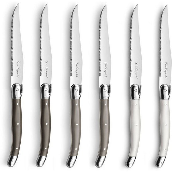 Lou Laguiole Steakmesser TRADITION (6 Stück), spülmaschinenfest, perle,pfeffer,taupe, hochglanzpoliert
