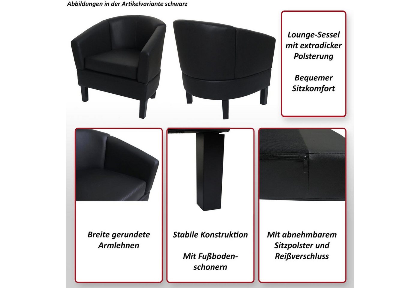 MCW Loungesessel MCW-O17, Mit Fußbodenschonern – Bild 3 von 5