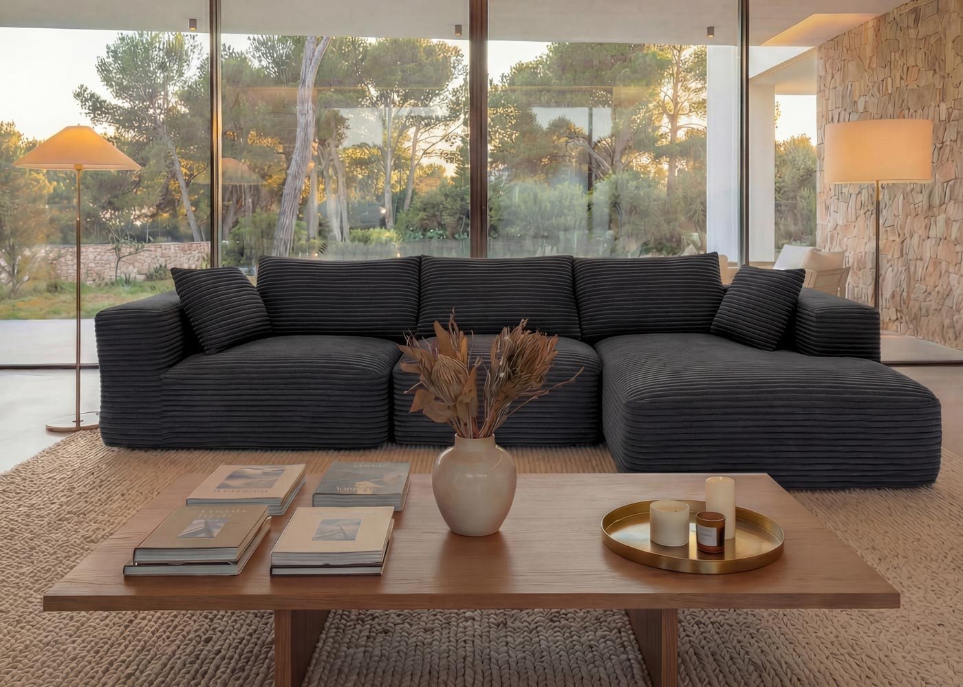 MCW Loungesofa MCW-P20-r, Rutschfeste Unterseite, Polsterung aus Taschenfedern und Schaumstoff – Bild 5 von 5