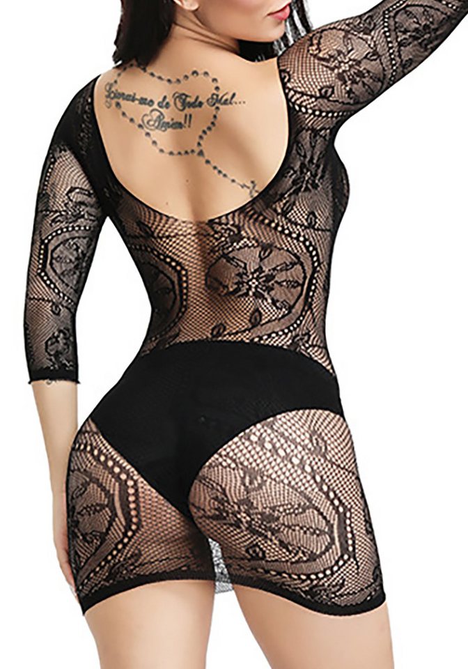 Lovolotti Bodystocking-Ouvert Transparenz Bodystocking Netz Nylon LO-L86 Offener Damen Reizwäsche Spitzen Unterwäsche Dessous – Bild 2 von 4