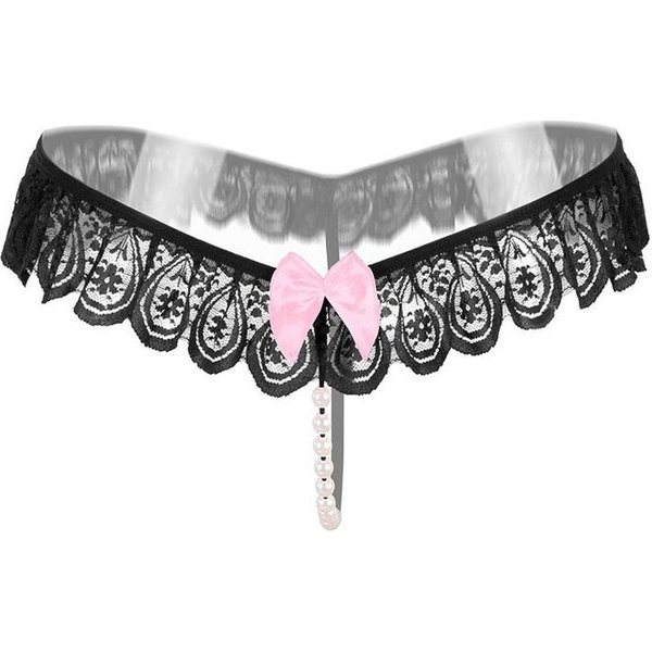 Lovolotti String-Ouvert Sexy Unterhose String Tanga Slip LO-L22 transparente String mit Perlen Panty Nachtwäsche Reizwäsche Sexy Unterwäsche Durchsichtig
