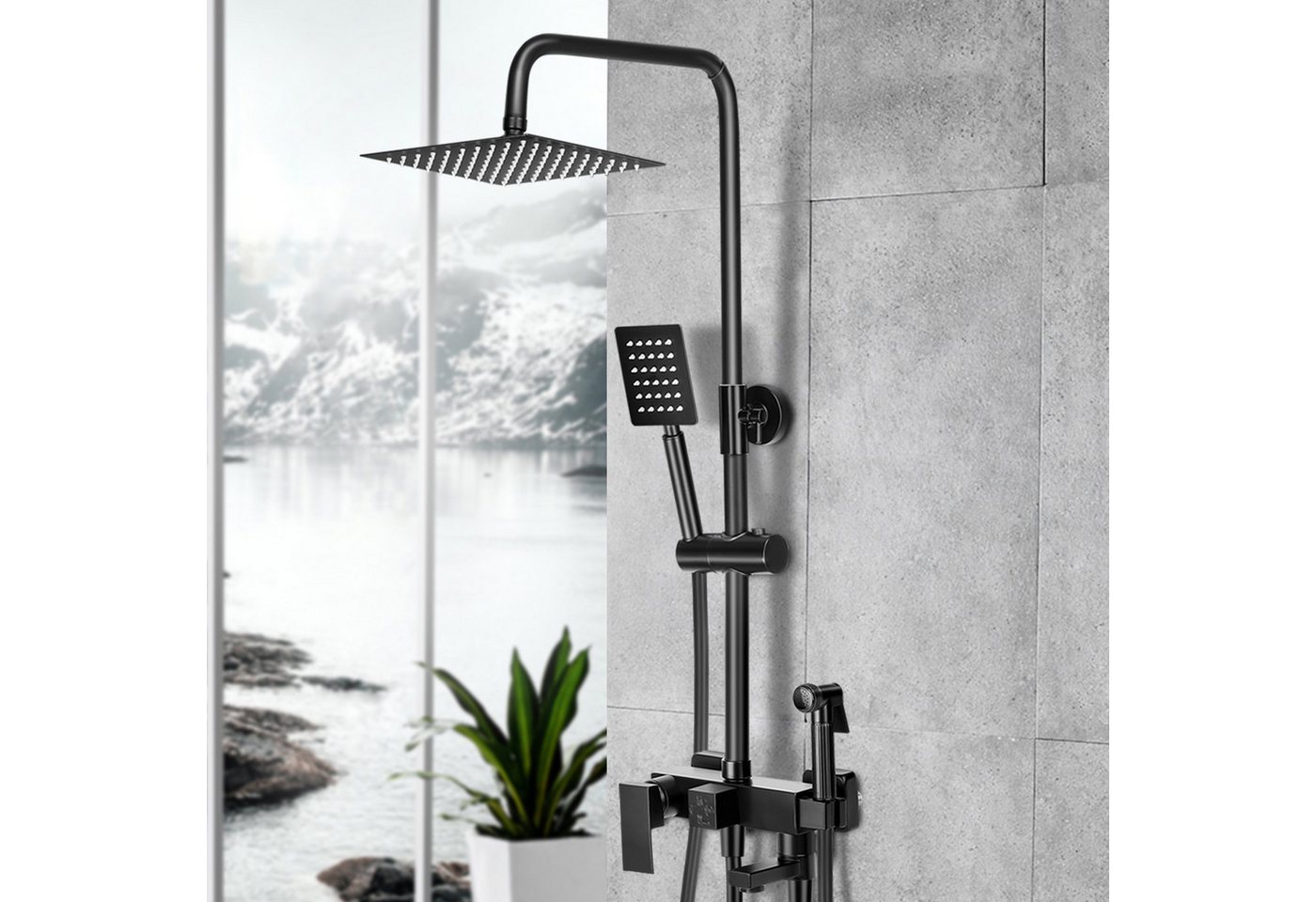 LOVONLIVE Duschsystem Edelstahl Duschstange Set Messing Wasserhahn Duschset, 4 Strahlart(en), Thermostat Duschstangen Edelstahl Duscharmaturen Set Wassersparend – Bild 4 von 5