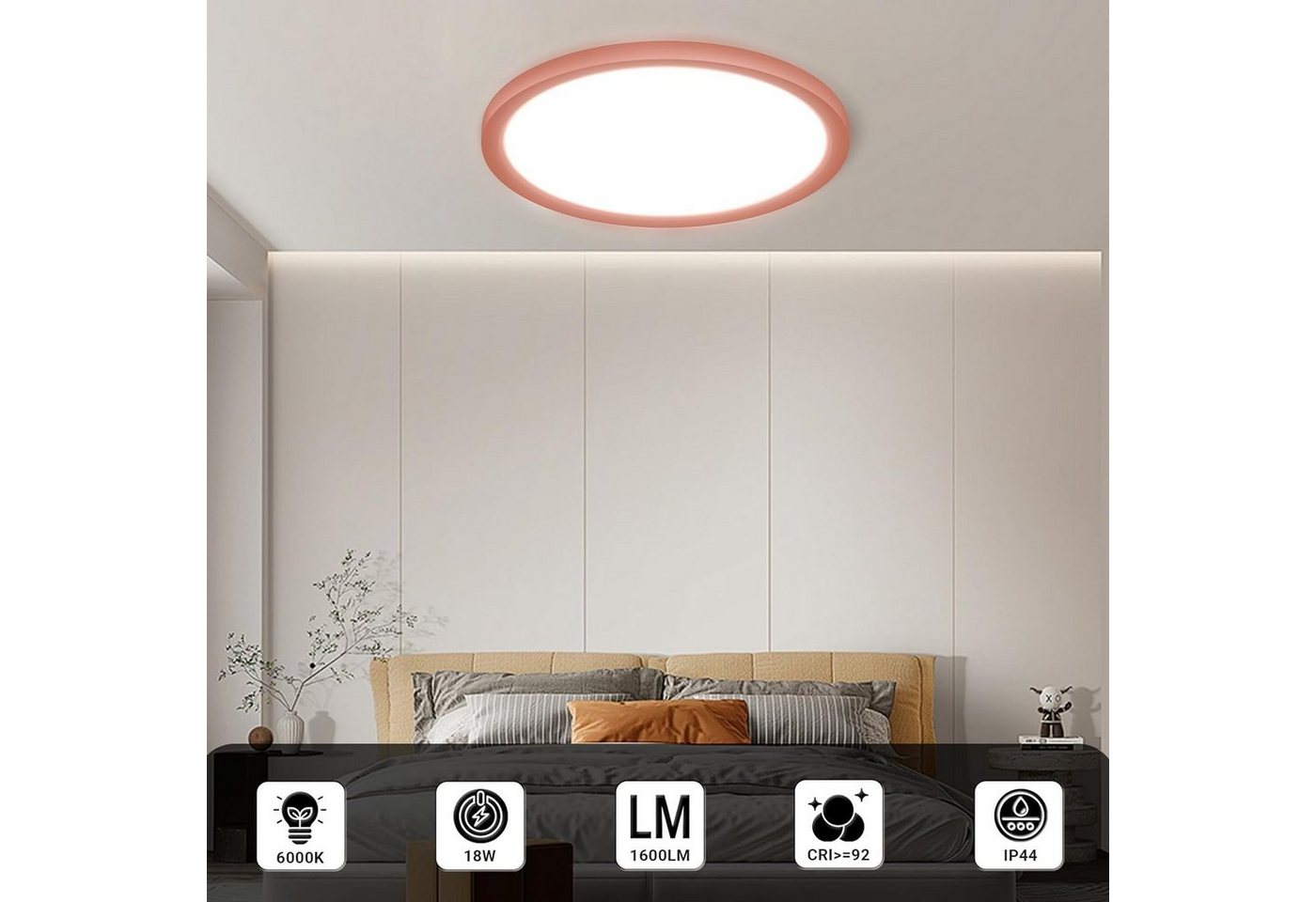 LQWELL LED Deckenleuchte LED-CEIL-RUND, LED fest integriert, neutralweiß, LED Deckenleuchte, 18W, 1600LM – Bild 3 von 5