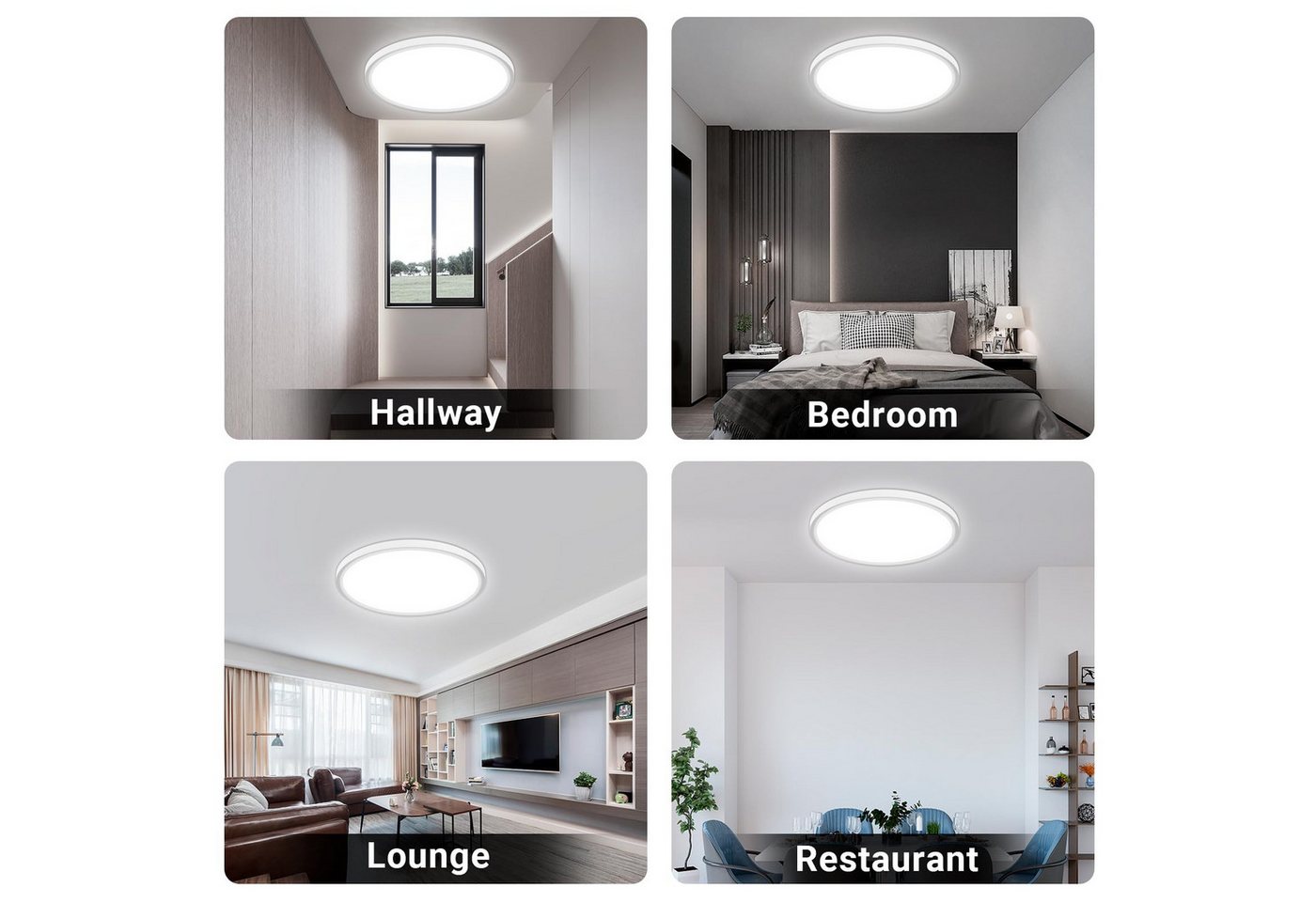 LQWELL LED Deckenleuchte Deckenleuchte, LED Badezimmerlampe Badlampe Flach Rund, LED fest integriert, Badlampe Rund Flach Modern Schlicht Lampe Dünn, 24W, 6000K – Bild 5 von 5