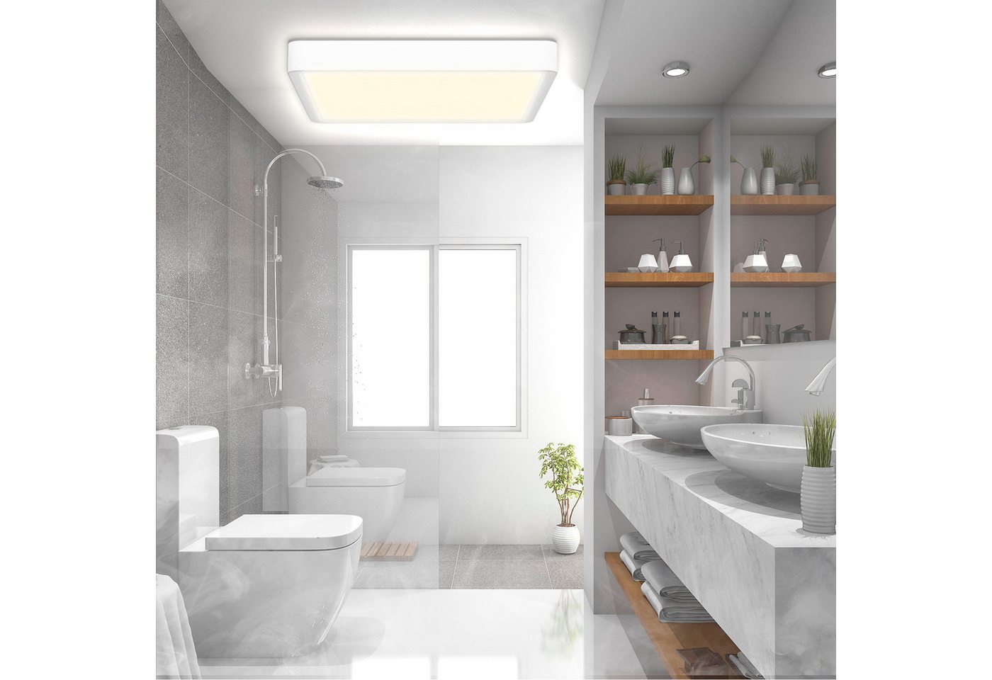 LQWELL LED Deckenleuchte Quadrat Flach LED Deckenlampe, 18W,1600LM, LED fest integriert, Tageslichtweiß, Modern Schlicht Lampe Dünn – Bild 4 von 5