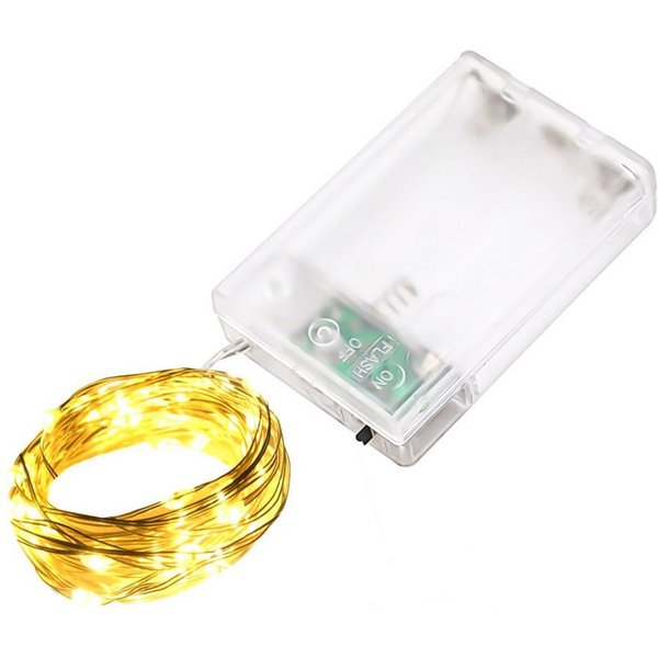 LQWELL LED-Lichterkette 2/3/5/10M, Micro Lichterketten Batteriebetrieben,Kupferdraht, AA-Batterie, Warmweiß, 2 Modi für Weihnachten Hochzeit Party Wohndeko