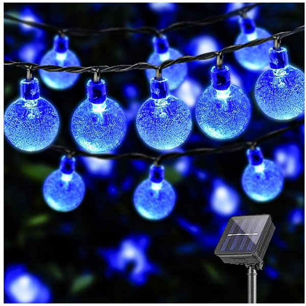 LQWELL LED Solarleuchte LED Kugel-Lichterkette Außen Solar Gartenleuchte, Kettenlicht Kristall Kugeln, Garten Terrasse Balkon Hochzeit Party Fenster
