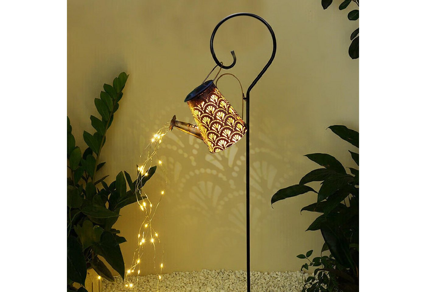 LQWELL LED Solarleuchte Solar Gießkanne mit Wasserfall Lichterkette Lampe, 2 Stück Jahrgang Solar Lanterne Garten Lampe, Warmweiß, für Hof, Path Rasen, Wege, Te – Bild 4 von 5