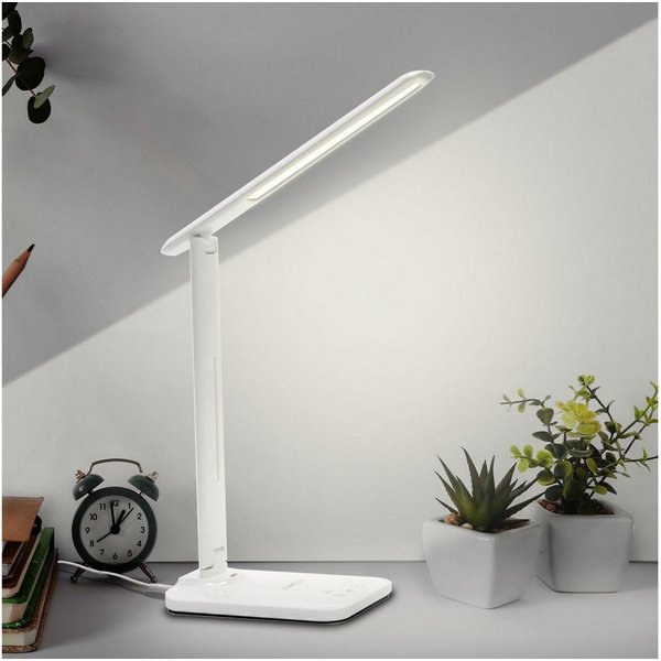 LQWELL Schreibtischlampe Schreibtischlampe LED, LED wechselbar, 3 Farbtemperaturmodi und 9 Helligkeitsstufen, Flimmerfreie Augenschutz, Touch-Steuerung, Speiche