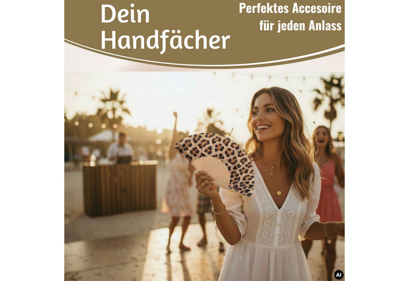 LS-LebenStil Handfächer Design Holz Stoff Fächer "Leopardenmuster" Leo faltbar Faltfächer, (hochwertig aus Holz mit Stoff und coolem lustigem Spruch, 1-tlg., St – Bild 5 von 5