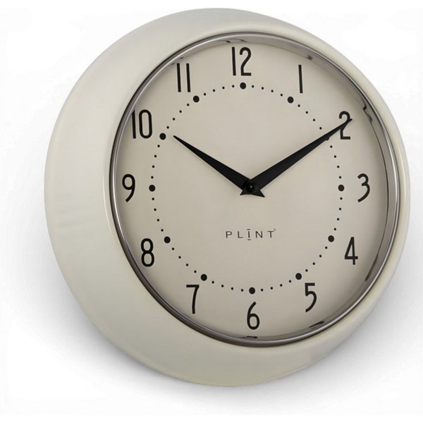 LS-LebenStil Wanduhr Nostalgische Metall Küchenuhr 23cm Cream Vintage Bürouhr Quarzwerk (Lautlos Leise ohne Ticken - Schlafzimmer Flur Büro Küche Wohnzimmer)
