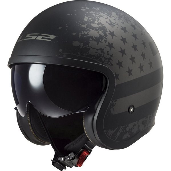 LS2 Motorradhelm OF599 Spitfire II Black Flag Jethelm, Integriertes Sonnenvisier