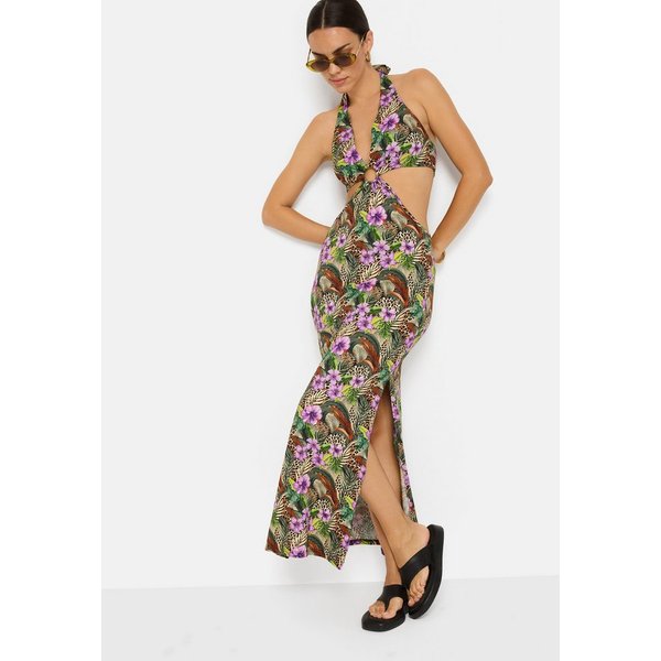 LSCN by LASCANA Maxikleid mit Cut-outs, Neckholderkleid mit Alloverdruck