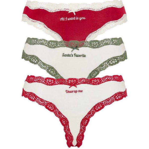 LSCN by LASCANA String (3er Pack) mit hochwertiger Spitze abgesetzt