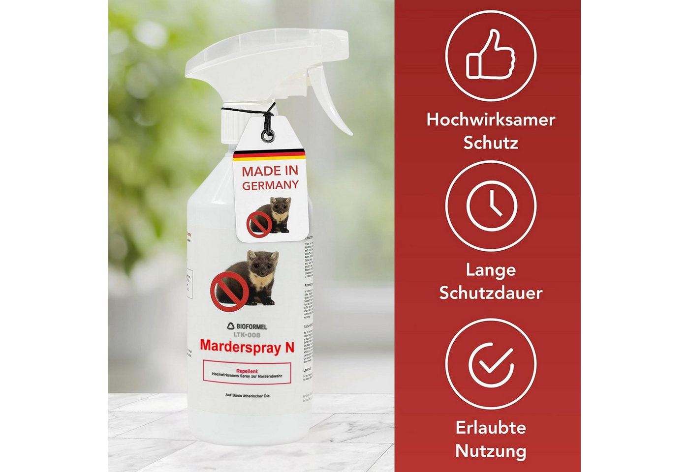LTK-008 Biodelta Marderspray Marderspray N, 0.5 l, Sprühflasche oder Kanister, Sprühflasche oder Kanister, Anwendungsfertig – Bild 2 von 5