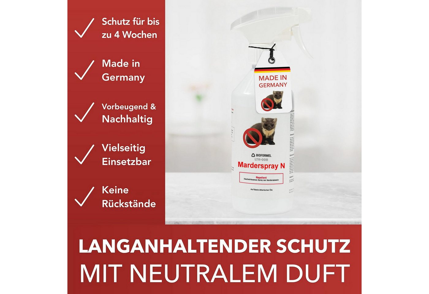 LTK-008 Biodelta Marderspray Marderspray N, 0.5 l, Sprühflasche oder Kanister, Sprühflasche oder Kanister, Anwendungsfertig – Bild 3 von 5