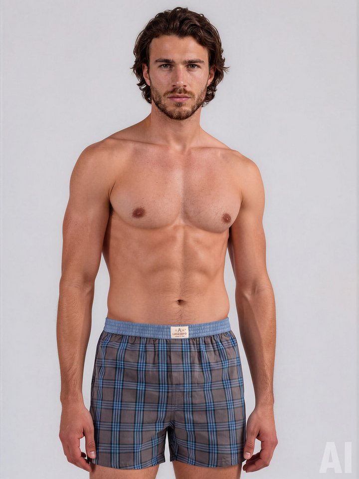 Luca David Boxer Karos - 100% Baumwolle - elastischer Bund - weiter und lockere Schnitt (2-St) Doppelpack 2-Pack Mehrpack Boxershorts Unterhose American Boxer-S – Bild 2 von 5