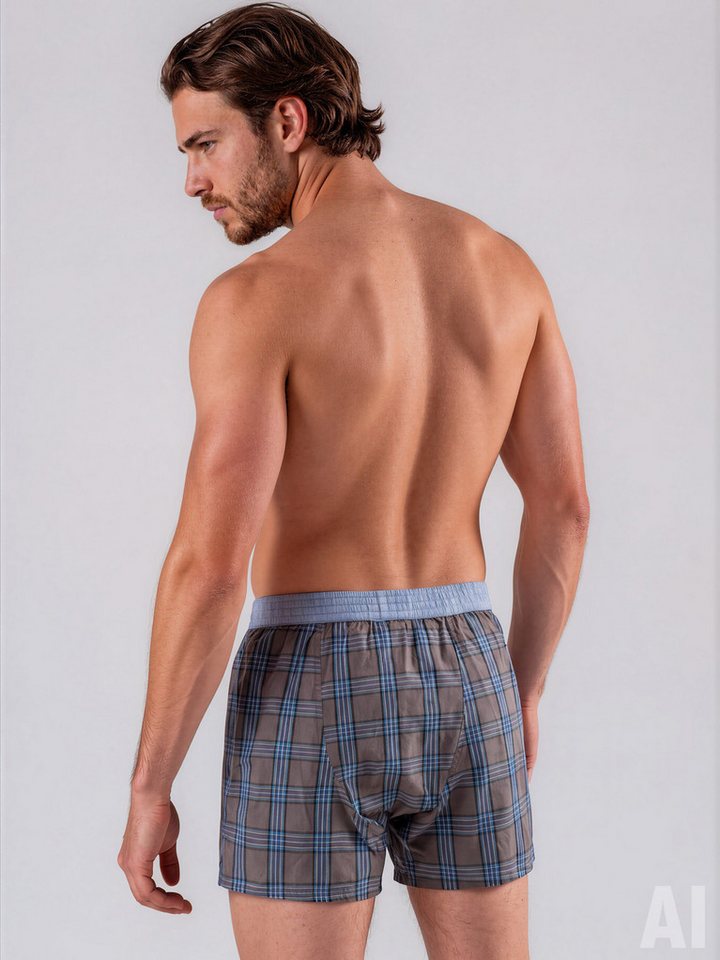 Luca David Boxer Karos - 100% Baumwolle - elastischer Bund - weiter und lockere Schnitt (2-St) Doppelpack 2-Pack Mehrpack Boxershorts Unterhose American Boxer-S – Bild 3 von 5