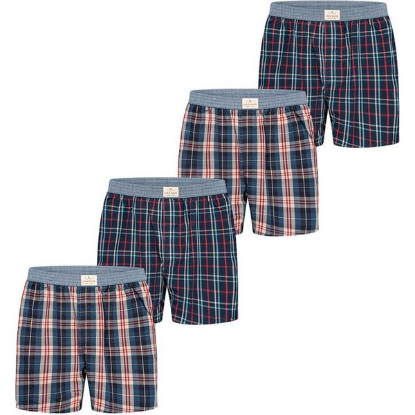 Luca David Boxer Karos (4-St) Multipack Sparpack 4er-Pack Boxershorts Herren Männer Baumwolle