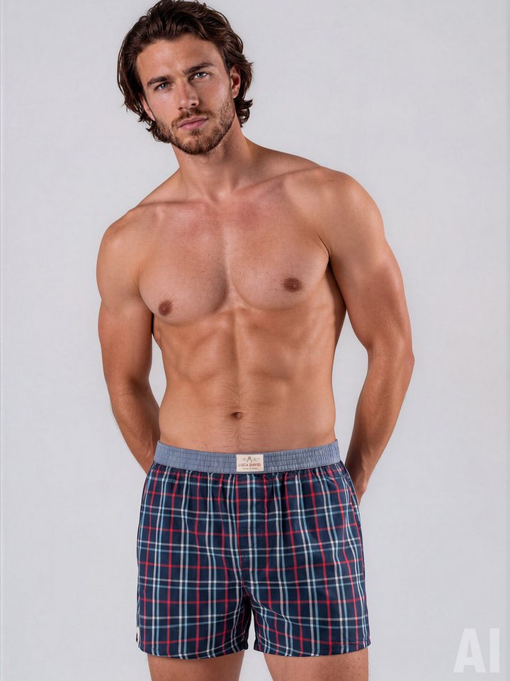 Luca David Boxer Karos (4-St) Multipack Sparpack 4er-Pack Boxershorts Herren Männer Baumwolle – Bild 2 von 5