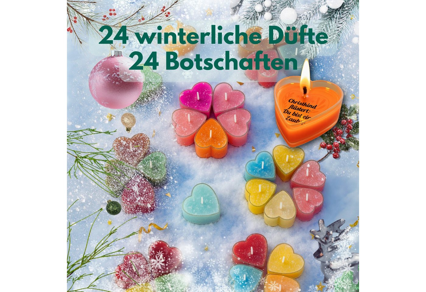 Lucadeau Adventskalender Duftkerzen mit 24 Düften & Botschaften - Weihnachtsgeschenk für Frauen (Duftkerzenset aus Sojawachs – 24 Weihnachtliche Düfte & liebevo – Bild 2 von 5