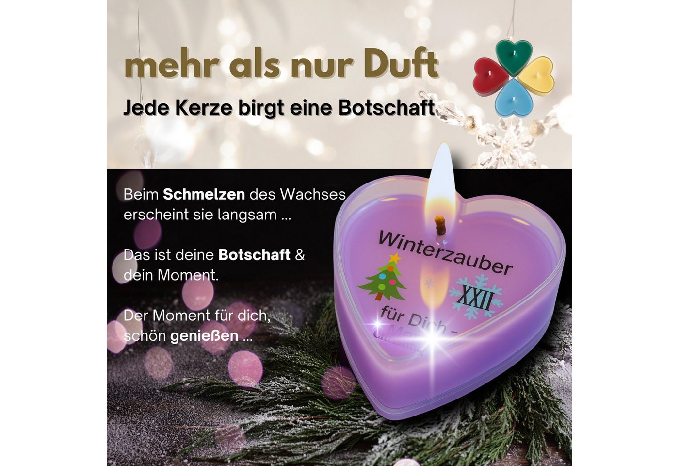 Lucadeau Adventskalender Duftkerzen mit 24 Düften & Botschaften - Weihnachtsgeschenk für Frauen (Duftkerzenset aus Sojawachs – 24 Weihnachtliche Düfte & liebevo – Bild 4 von 5
