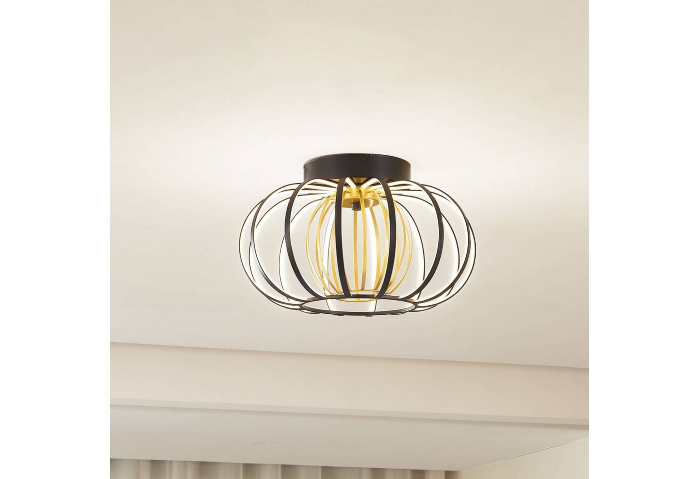 Lucande Deckenleuchten Birger, LED, Metall, Schwarz warmweiß IP20, LED 33,8 W gesamt, warmweiß – Bild 2 von 5
